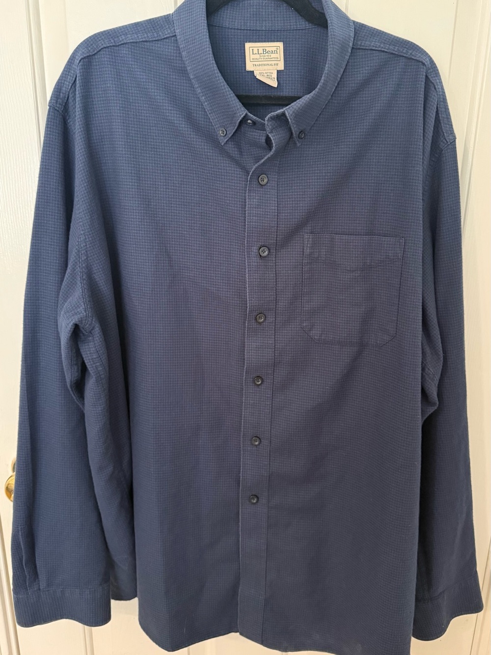 L.L.Bean Men’s XXL Regular Blue Button Front Shirt 100% Cotton Traditional Fit